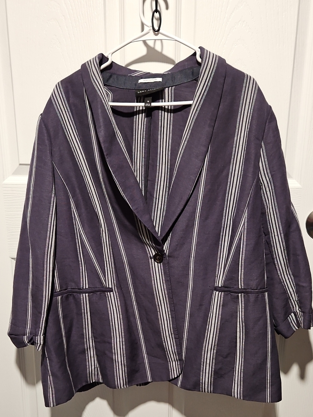 Lane Bryant Navy and Gray Striped  Blazer